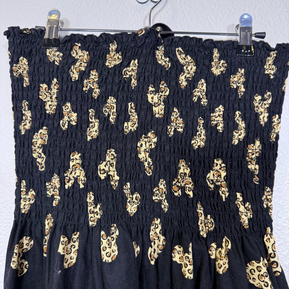 Disney Black Strapless Dress with leopard print Mickey Print - Picture 4 of 7